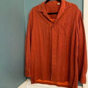 Tommy Bahama mens 100% silk button down shirt - like new - orange